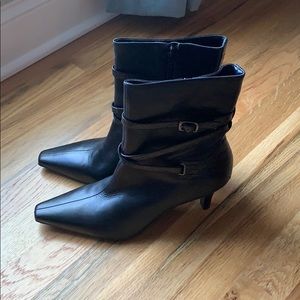 NIB Antonio Melani Black Leather Boots Size 9 N